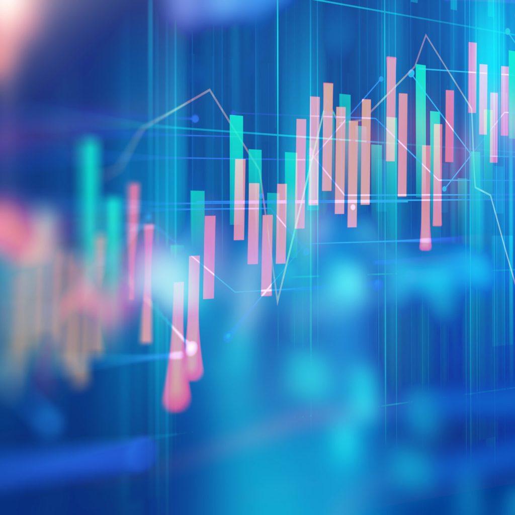Financial stock market graph on a technological abstract background