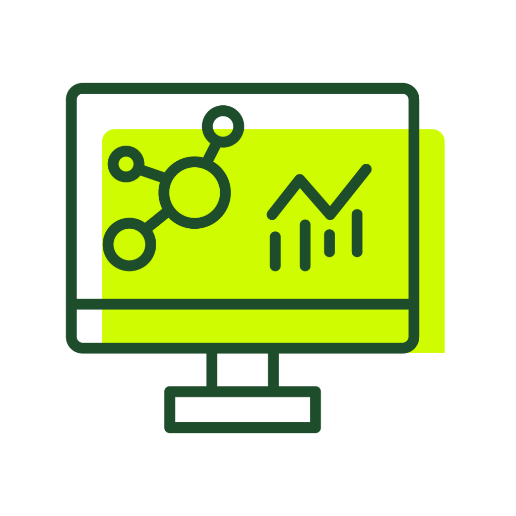 Drawing of a computer with data on the screen.
