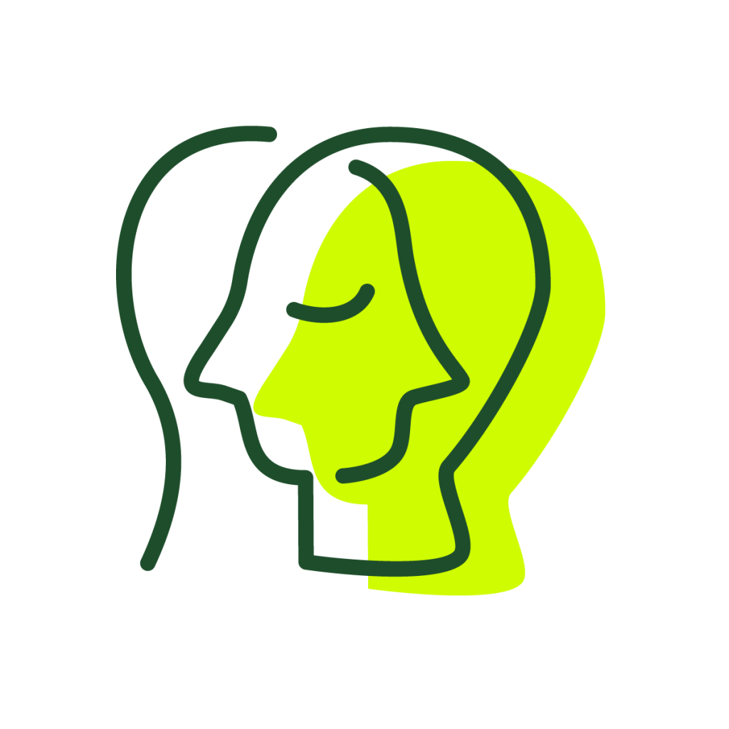 Drawing of two human heads.