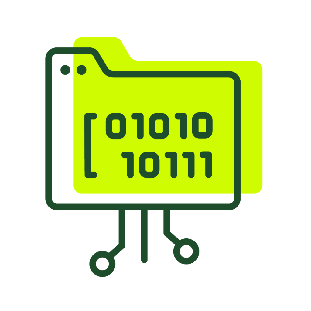 Drawing of a file with computer code.